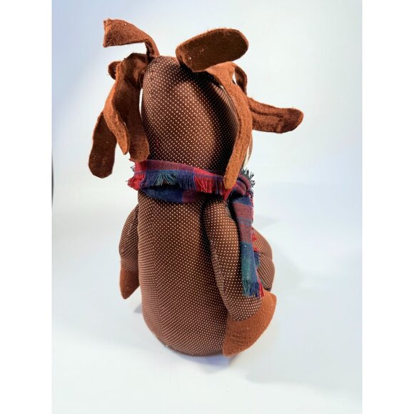 Handmade Polka Dot Reindeer Doll With Plaid Scarf & Felt Accents Brown | Shefl S - Picture 13 of 16